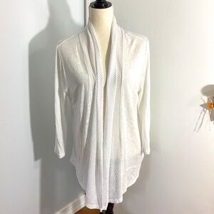 SPENSE WOMAN XL WHITE OPEN FRONT CARDIGAN LINEN BLEND